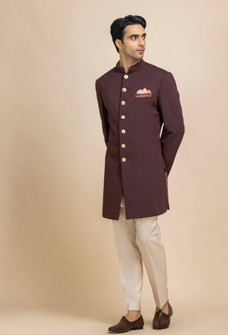 Auburn maroon regal achkan set