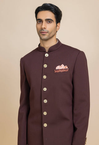 Auburn maroon regal achkan set