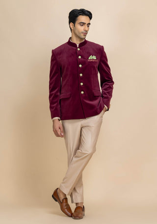 Crimson verve bandhgala set