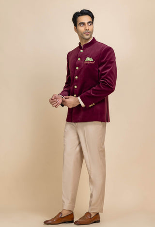 Crimson verve bandhgala set