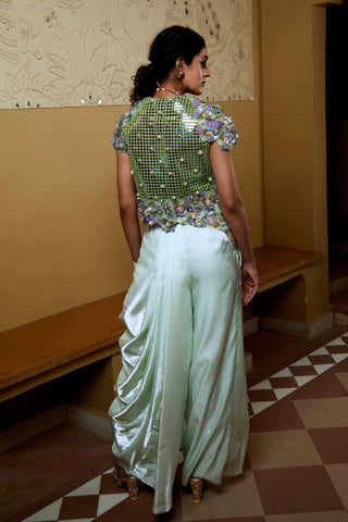 Aqua Survi Chic Blouse And Flowy Pants by Moledro available on Indiaspopup.com