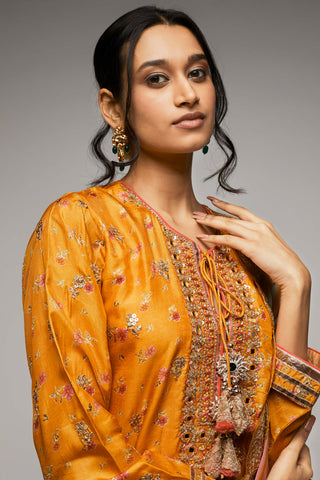 Gopi Vaid-Mustard Rashida Short Sharara Set-INDIASPOPUP.COM