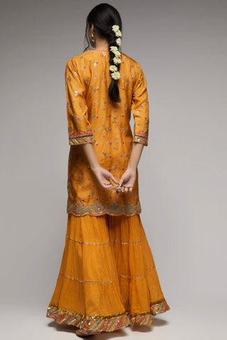 Gopi Vaid-Mustard Rashida Short Sharara Set-INDIASPOPUP.COM