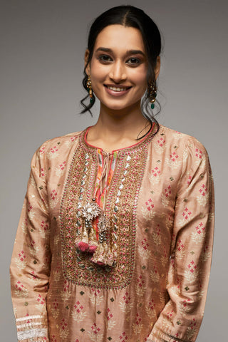 Gopi Vaid-Tilla Pink Tunic And Palazzo-INDIASPOPUP.COM