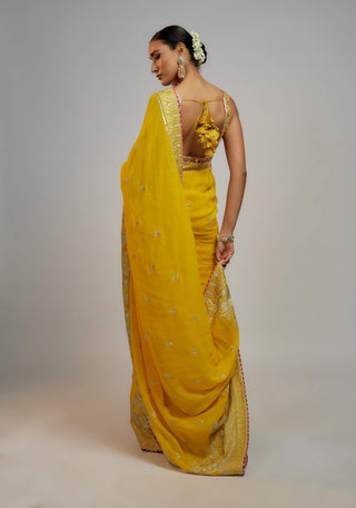 Gopi Vaid-Yellow Imroz Sari And Blouse-INDIASPOPUP.COM