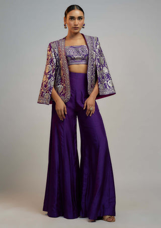 Gopi Vaid-Purple Sanya Jacket And Palazzo Set-INDIASPOPUP.COM