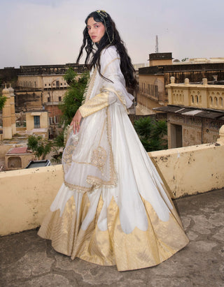 Ivory chanderi tissue angrakha