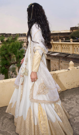 Ivory chanderi tissue angrakha