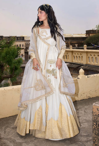 Ivory chanderi tissue angrakha