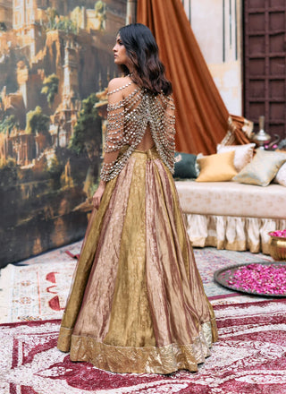 Plum and gold pravarnika lehenga set