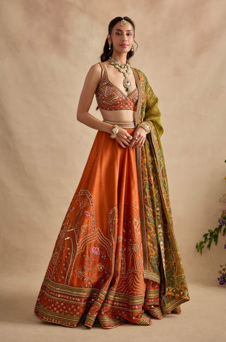 Yamika tangerine lehenga set