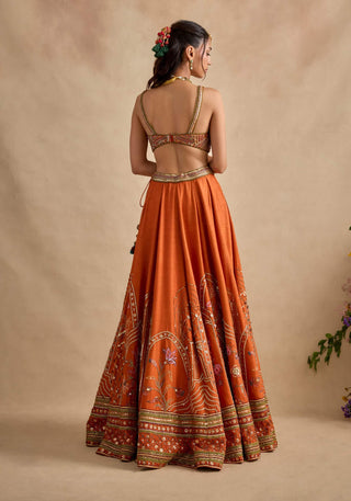Yamika tangerine lehenga set