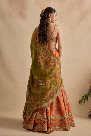 Yamika tangerine lehenga set