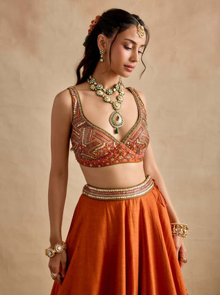 Yamika tangerine lehenga set