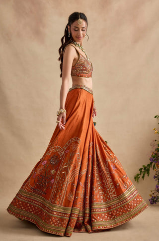 Yamika tangerine lehenga set