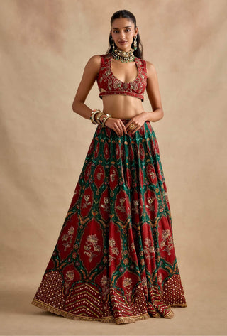 Shazia maroon and green lehenga set