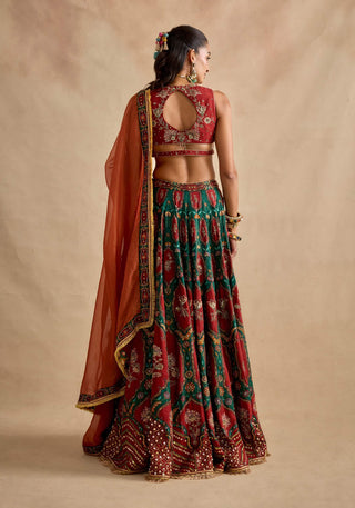 Shazia maroon and green lehenga set