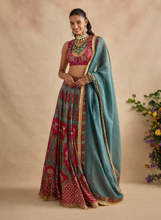 Shazia magenta and sea green lehenga set