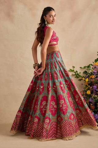 Shazia magenta and sea green lehenga set