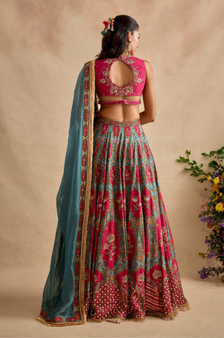 Shazia magenta and sea green lehenga set
