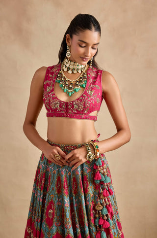 Shazia magenta and sea green lehenga set