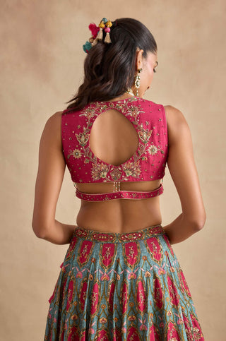 Shazia magenta and sea green lehenga set