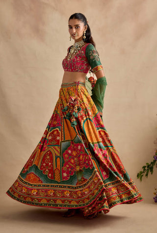 Sandhya pink and green lehenga set
