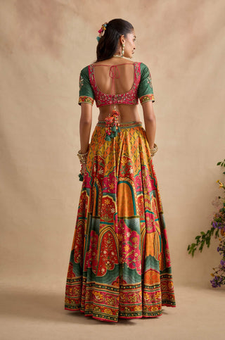 Sandhya pink and green lehenga set