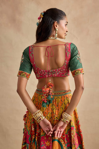 Sandhya pink and green lehenga set