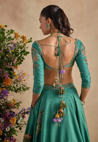 Aayat coral sea green lehenga set