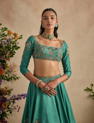 Aayat coral sea green lehenga set