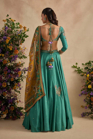 Aayat coral sea green lehenga set