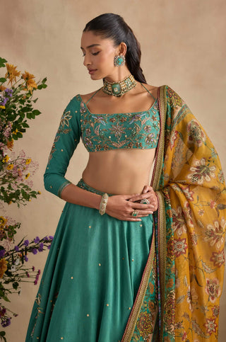 Aayat coral sea green lehenga set