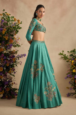 Aayat coral sea green lehenga set