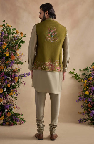 Ishvik mehendi green bundi and kurta set