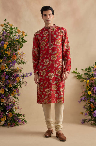 Zian crimson kurta with churidar