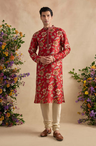 Zian crimson kurta with churidar