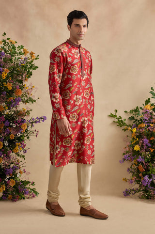 Zian crimson kurta with churidar