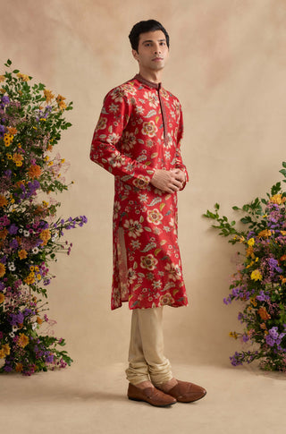 Zian crimson kurta with churidar