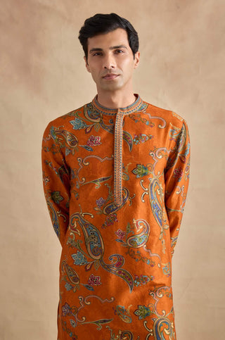 Adhyan tangerine kurta with churidar