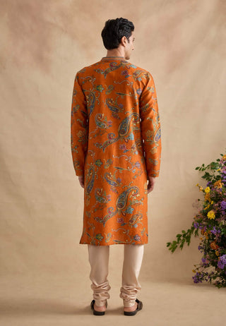 Adhyan tangerine kurta with churidar