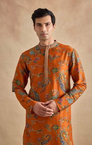 Adhyan tangerine kurta with churidar
