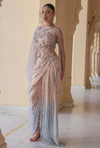 Ophelia pastel draped kaftan gown