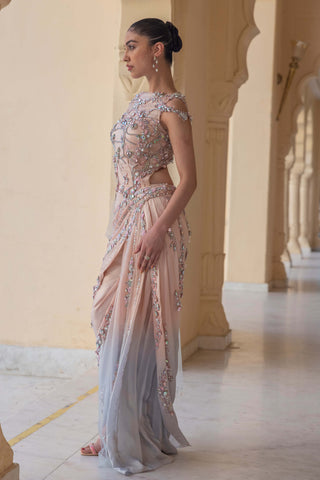 Ophelia pastel draped kaftan gown