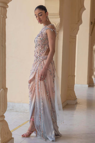 Ophelia pastel draped kaftan gown