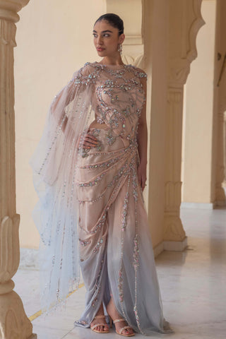 Ophelia pastel draped kaftan gown