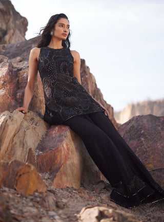 Raya Black Tunic And Flared Pants by Mishru, available on Indiaspopup.com