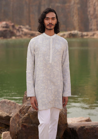 Kabir Cloudy Blue Kurta And Pants by Mishru Men, available on Indiaspopup.com