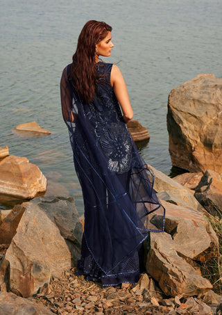 Camille Navy Blue Sharara Set by Mishru, available on Indiaspopup.com