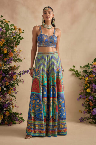 Urvi royal blue multicolour sharara set